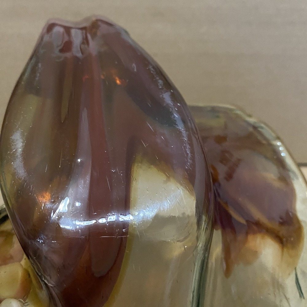 Vintage‎ Murano Style Swirl Sculptured Art Amber Brown Glass Glass Candy Dish - Picture 9 of 11